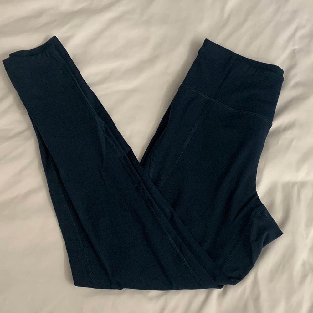 Girlfriend collective navy full length compression leggings